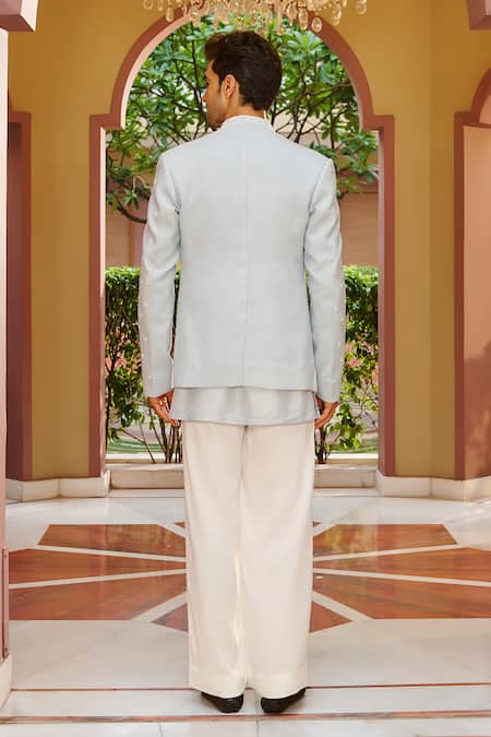 Contrast By Parth Embroidered Jacket & Kurta Set 