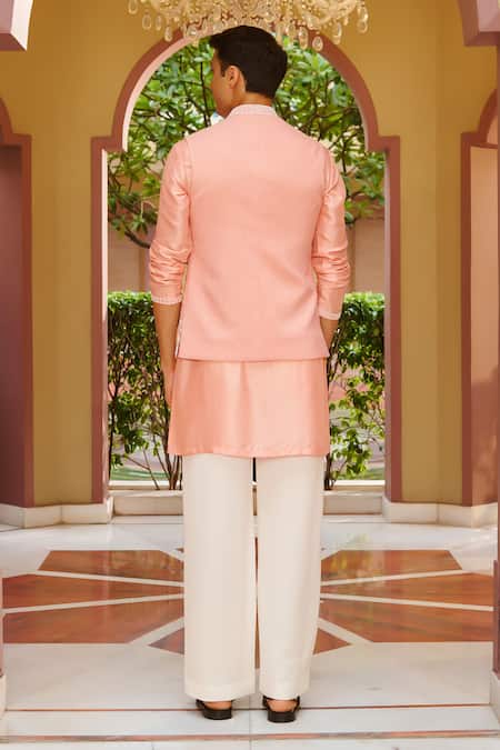 Contrast By Parth Sahiba Embroidered Bundi Kurta Set 
