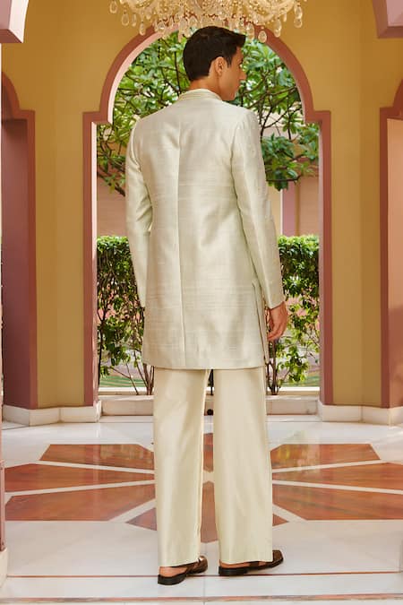 Contrast By Parth Sage Green Sherwani Pant Set 