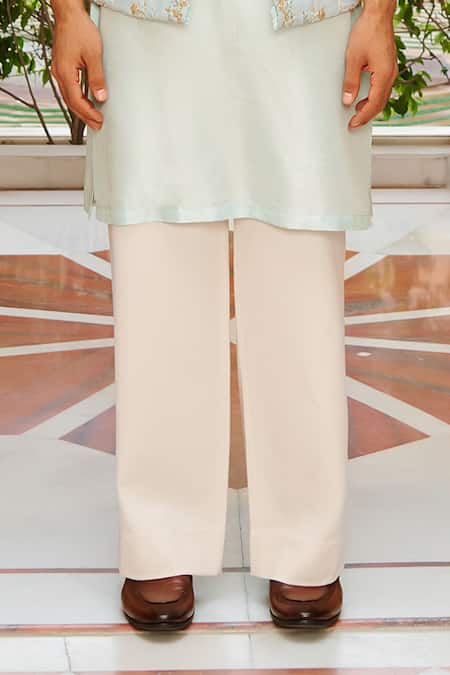 Contrast By Parth_Blue Silk Zari Embroidered Bundi Kurta Set _Online_at_Aza_Fashions