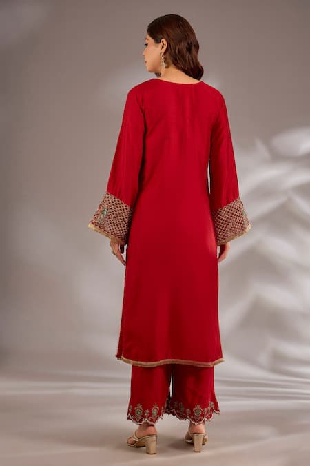 Studio A Silk Hand Embroidered Straight Kurta Set 