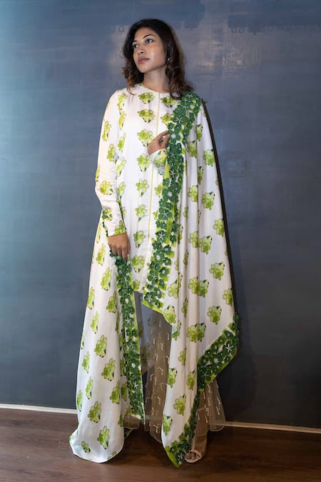 Jajobaa Floral Print Silk Kurta Set 