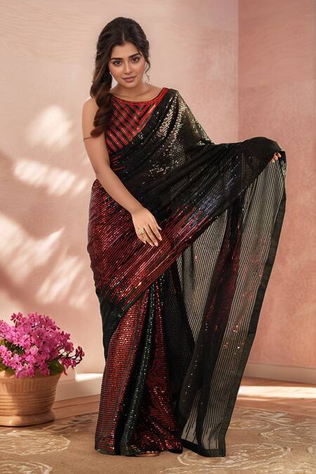 Buy Samyukta Singhania Black Georgette Sequins Embroidered Saree With Unstitched Blouse Piece Online at Aza Fashions Buy_Samyukta Singhania_Black Georgette Sequins Embroidered Saree With Unstitched Blouse Piece _Online_at_Aza_Fashions