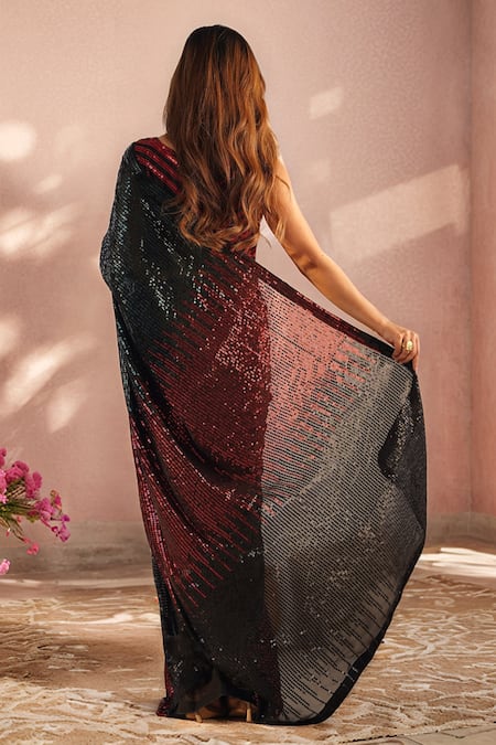 Samyukta Singhania Sequin Embroidered Saree With Unstitched Blouse Piece 