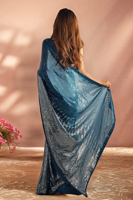 Samyukta Singhania Sequin Embroidered Saree With Unstitched Blouse Piece 