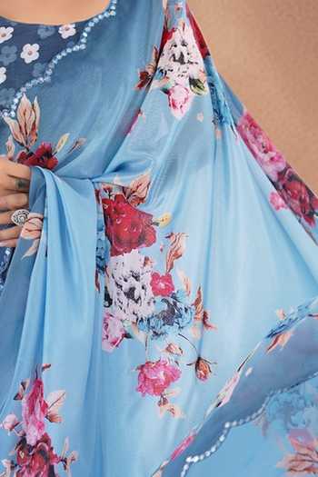 Khwaab By Sanjana Lakhani Multi Color Chinon Mirrors Border Embroidered Saree With Unstitched Blouse Piece Online at Aza Fashions Khwaab By Sanjana Lakhani_Multi Color Chinon Mirrors Border Embroidered Saree With Unstitched Blouse Piece _Online_at_Aza_Fashions