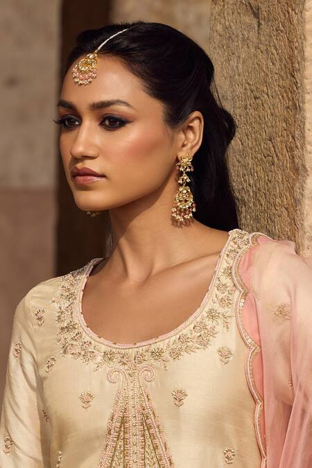 MAISARA JEWELRY_Gold Plated Stones, Pearls, Beads Kundan And Drop Earrings _Online_at_Aza_Fashions