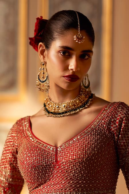 Maisara Jewelry Multi Color Pearls, Beads, Stones Crescent Drop Earrings Online at Aza Fashions Maisara Jewelry_Multi Color Pearls, Beads, Stones Crescent Drop Earrings _Online_at_Aza_Fashions