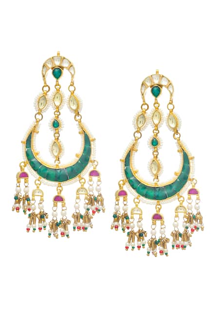 Maisara Jewelry Multi Color Crescent Drop Earrings 