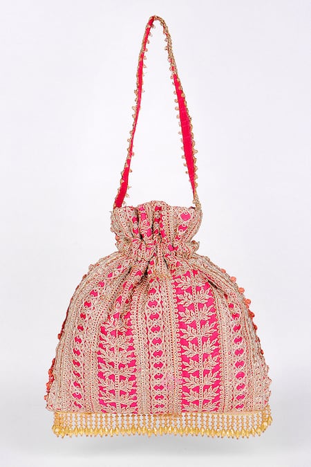 Fuchsia by aashaka mehta Silk Embroidered Potli Bag 