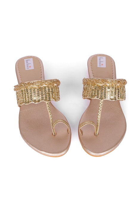 Fuchsia by aashaka mehta Arora Embroidered Kolhapuri Sandals 