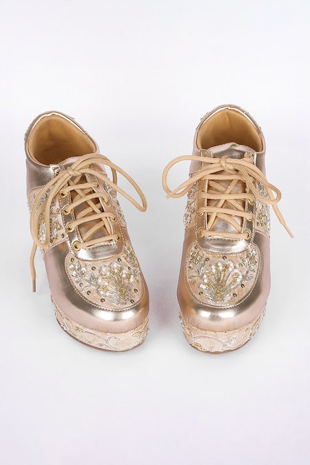 Fuchsia by aashaka mehta Sunlight Embroidered Sneaker Wedges 