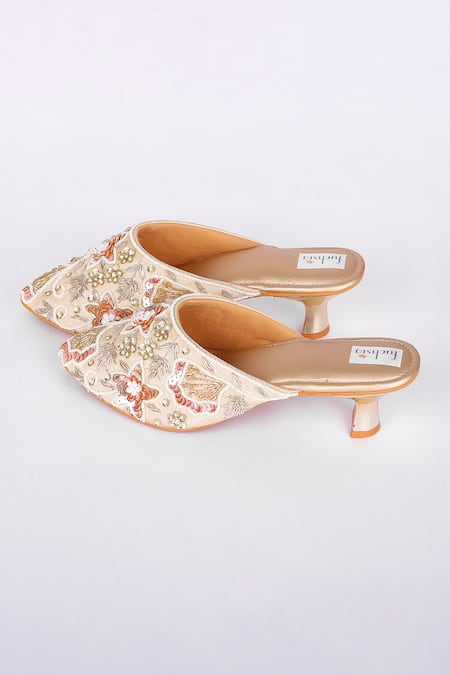 Fuchsia by aashaka mehta_Multi Color Star Light Embroidered Mojaris _Online_at_Aza_Fashions