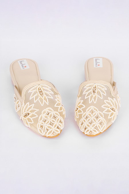 Fuchsia by aashaka mehta Lotus Embroidered Mojaris 