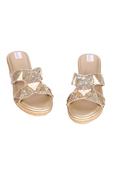 Fuchsia by aashaka mehta Aurora Embroidered Wedges 