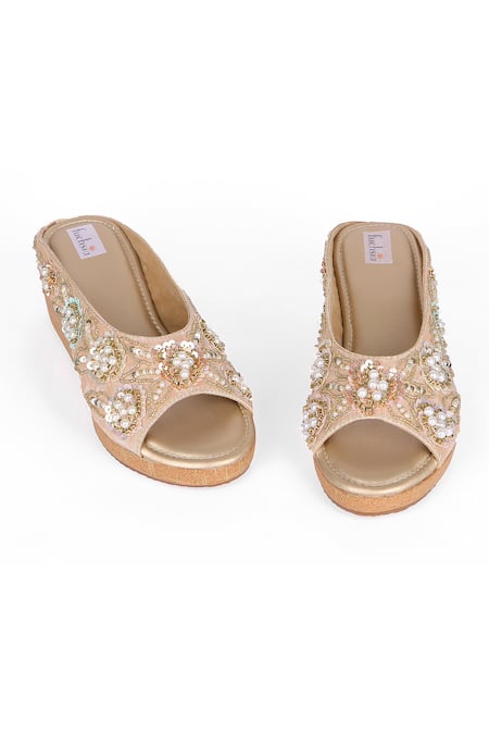 Fuchsia by aashaka mehta Floral Embroidered Wedges 