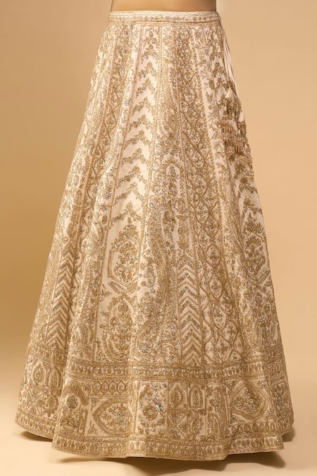 Buy_Azeera_Ivory Sequins, Embroidery Sweetheart Neck Bridal Lehenga Set _Online_at_Aza_Fashions