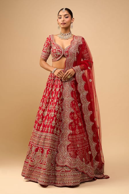 Azeera Embroidered Red Bridal Lehenga Set 