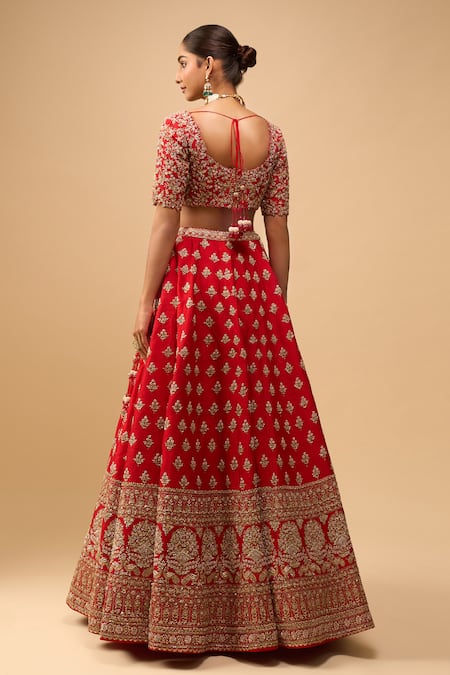 Azeera Red Embroidered Bridal Lehenga Set 