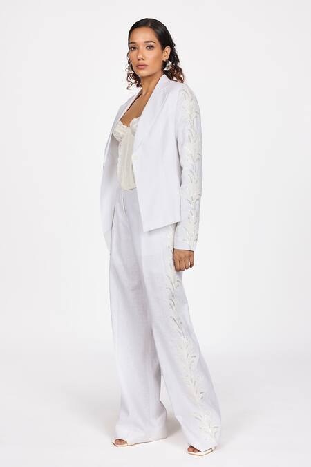 Shop_Dev And Viv_White Embroidery Trouser _Online_at_Aza_Fashions