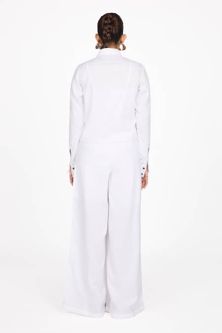 Shop Dev And Viv White Lycra Sequins, Embroidery Blazer at Aza Fashions Shop_Dev And Viv_White Lycra Sequins, Embroidery Blazer _at_Aza_Fashions