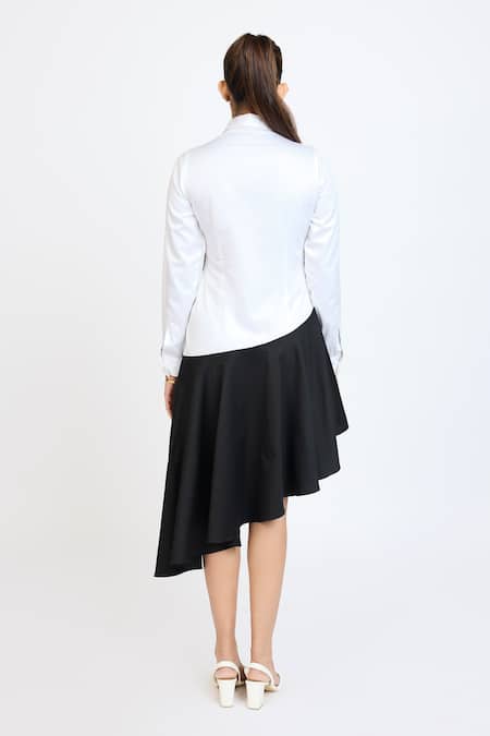 Shop Dev And Viv Black Cotton Embroidery Collared Under Water Pattern Dress at Aza Fashions Shop_Dev And Viv_Black Cotton Embroidery Collared Under Water Pattern Dress _at_Aza_Fashions