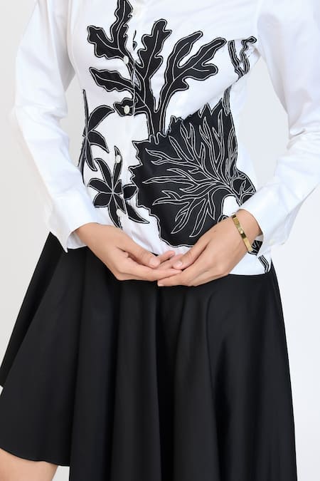 Shop Dev And Viv Black Cotton Embroidery Collared Under Water Pattern Dress Online at Aza Fashions Shop_Dev And Viv_Black Cotton Embroidery Collared Under Water Pattern Dress _Online_at_Aza_Fashions