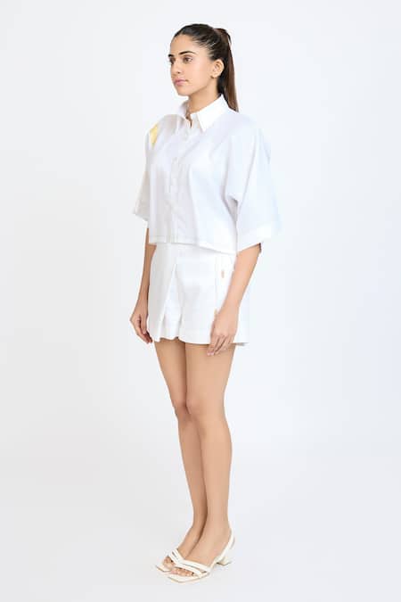 Shop_Dev And Viv_White Embroidery Collared Placement Shirt _Online_at_Aza_Fashions