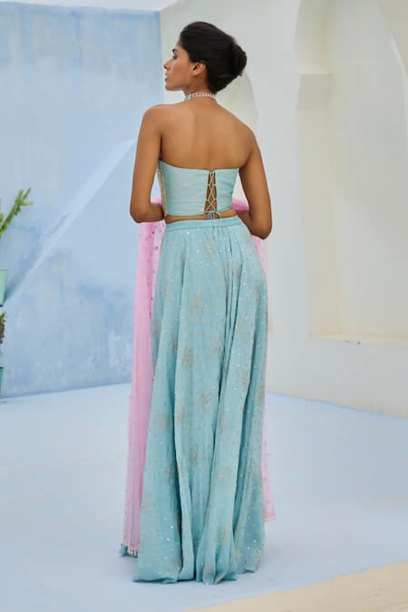 Chamee And Palak Suhana Embroidered Corset & Flared Pant Set