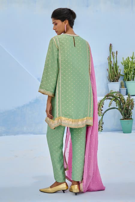 Chamee And Palak Mina Embroidered Tunic Set