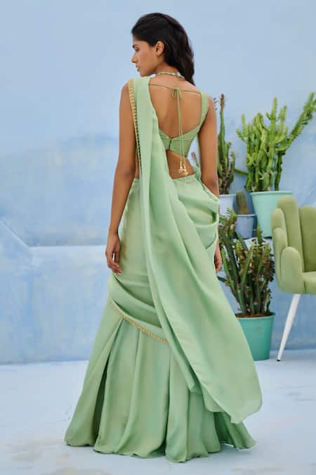 Chamee And Palak Haseen Pre-Drape Saree & Embroidered Blouse Set