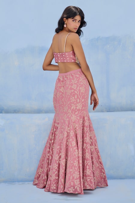 Chamee And Palak Fiza Embroidered Skirt & Blouse Set