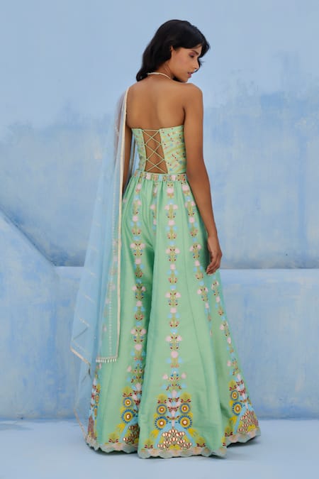 Chamee And Palak Meher Embroidered Corset & Pant Set