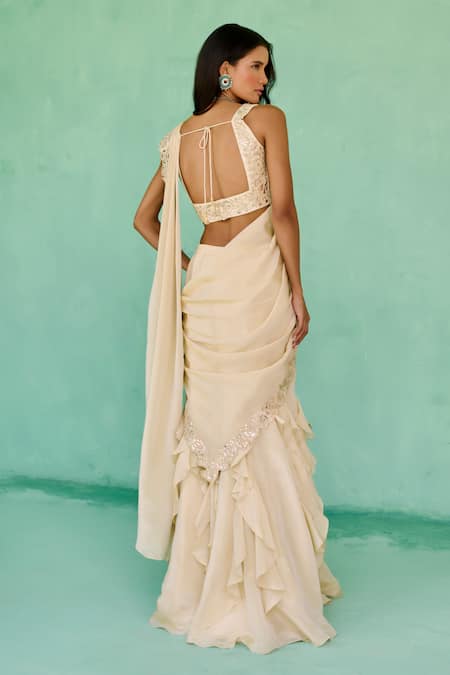 Chamee And Palak Ziya Pre-Draped Saree & Embroidered Blouse Set