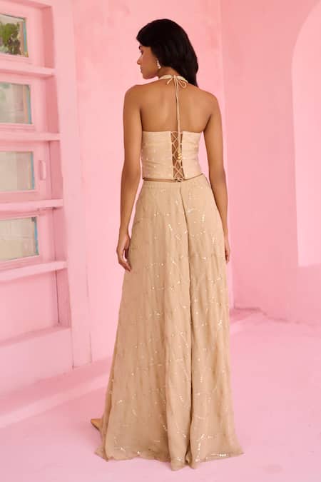 Chamee And Palak Riz Embroidered Top & Pant Set