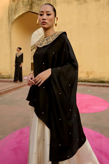 Swati Vijaivargie Embroidered Cape Top & Skirt Set 