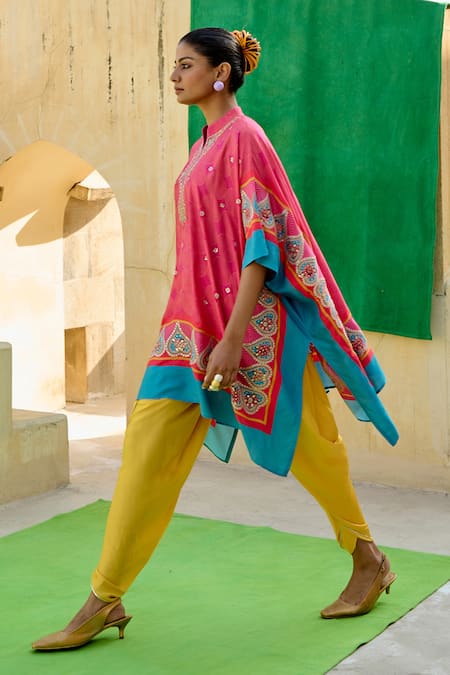 Swati Vijaivargie Spiral Pattern Poncho With Dhoti Pant 