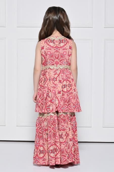The Pony & Peony Co. Printed Anarkali Sharara Set  