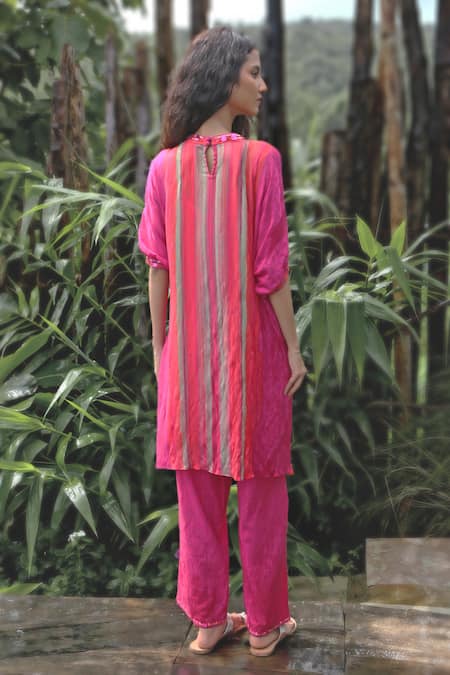 Basil Leaf Stripe Pattern Kurta With Pant 
