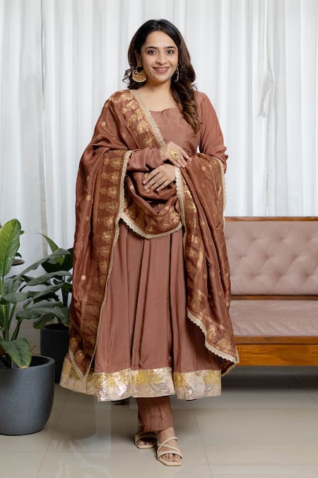 Saangi Dusky Brown Anarkali Set 