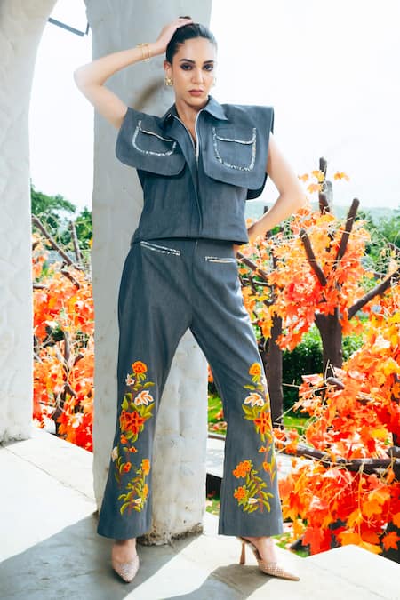 Shagun Nagi The Label Flap Pocket Shirt With Printed Pant 