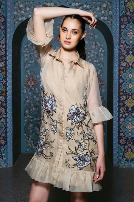 Shagun Nagi The Label Ruffle Applique Dress 