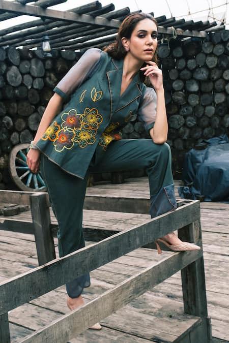 Shagun Nagi The Label French Knot Overlap Top With Pant 