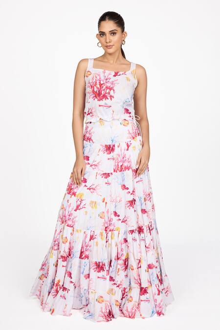 Dev And Viv Floral Print Top With Skirt 