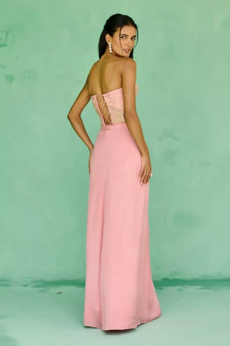 Chamee And Palak Esita Embroidered Corset With Slit Skirt