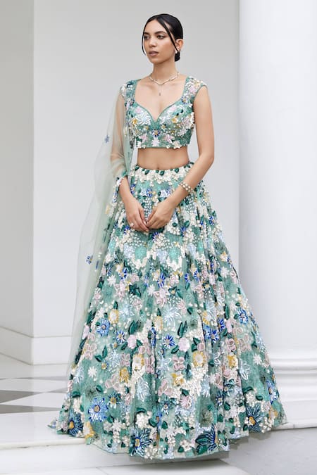 Opus Atelier Floral Embroidered Lehenga Set 
