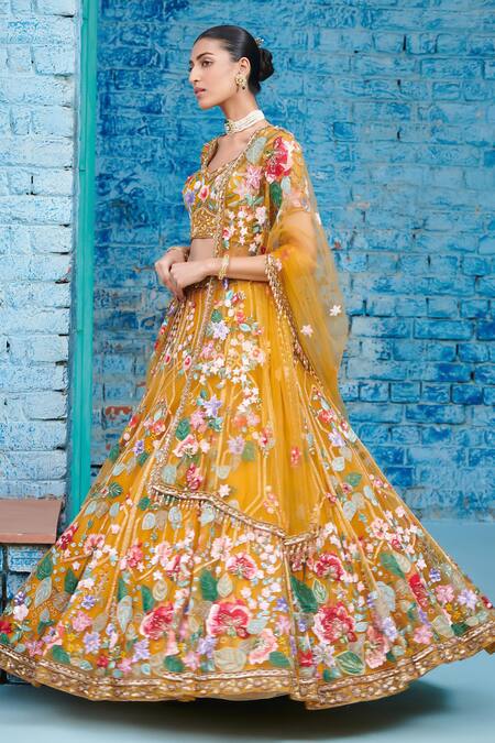 Buy Opus Atelier Yellow Net, Tulle Embroidery, Sequins, Beads Multicolour Zion Lehenga Set Online at Aza Fashions Buy_Opus Atelier_Yellow Net, Tulle Embroidery, Sequins, Beads Multicolour Zion Lehenga Set _Online_at_Aza_Fashions