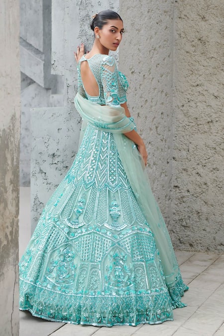 Opus Atelier Turquoise Celeste Embroidered Lehenga Set 