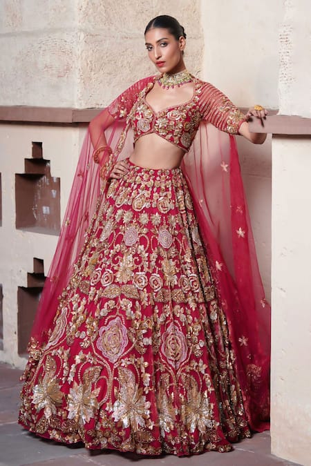 Opus Atelier Magenta And Gold Zarin Bridal Lehenga Set 