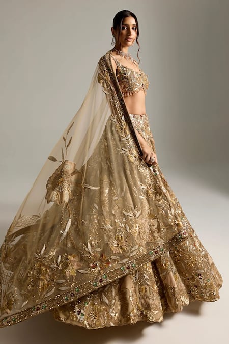 Opus Atelier Gold Vivanna Bridal Lehenga Set 